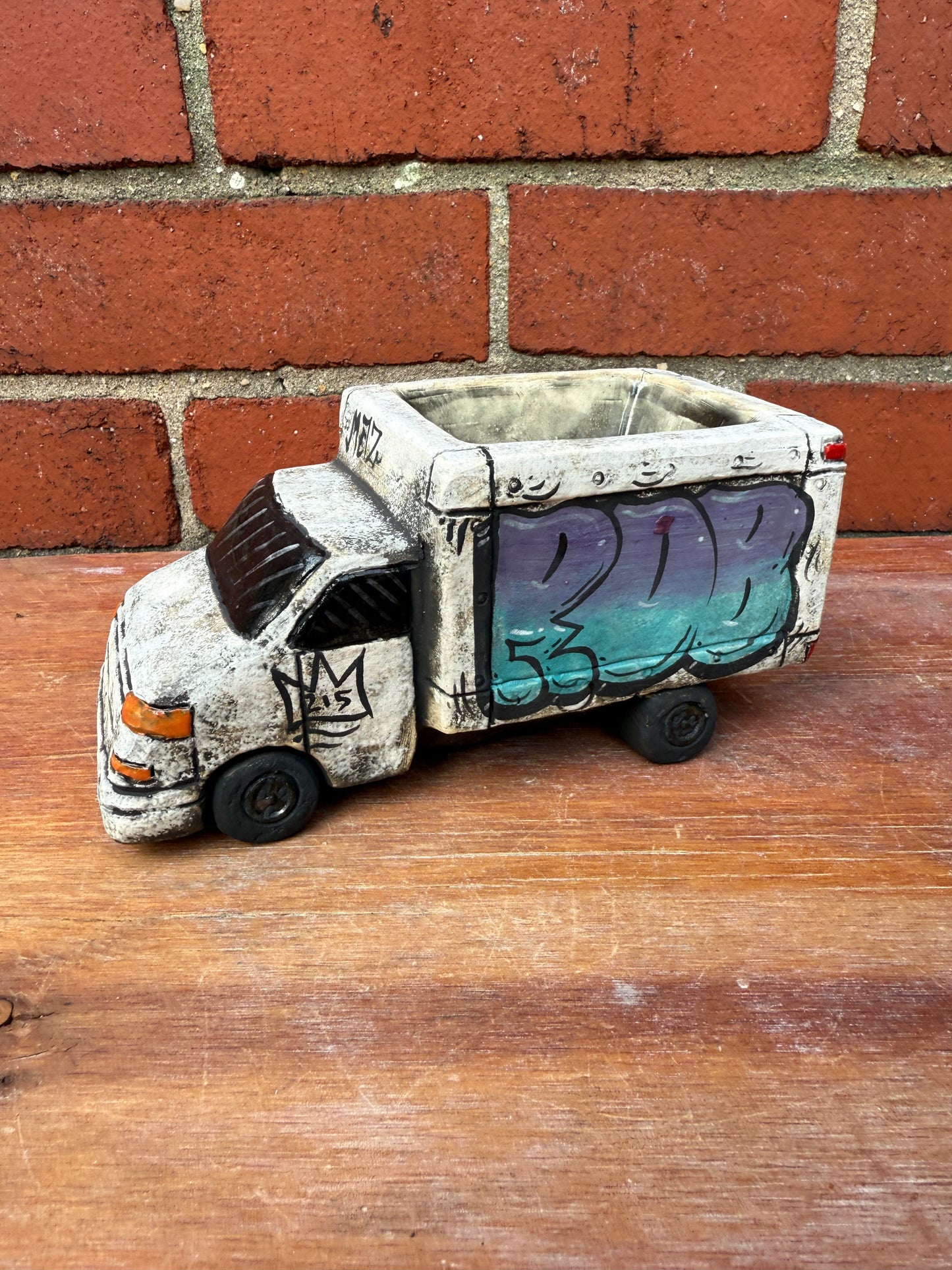 Mini hand painted ceramic truck