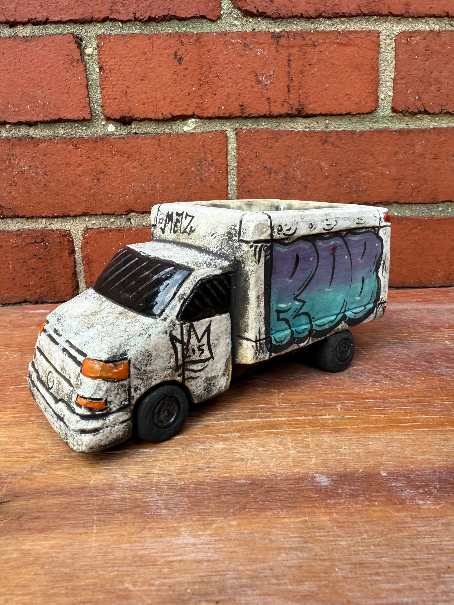Mini hand painted ceramic truck