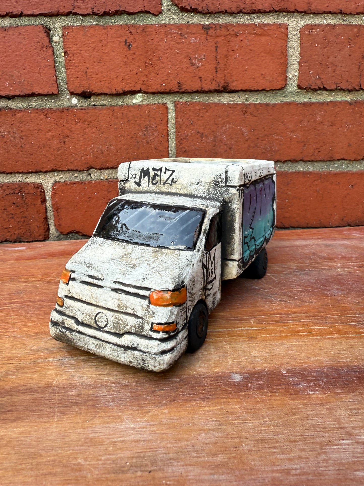 Mini hand painted ceramic truck