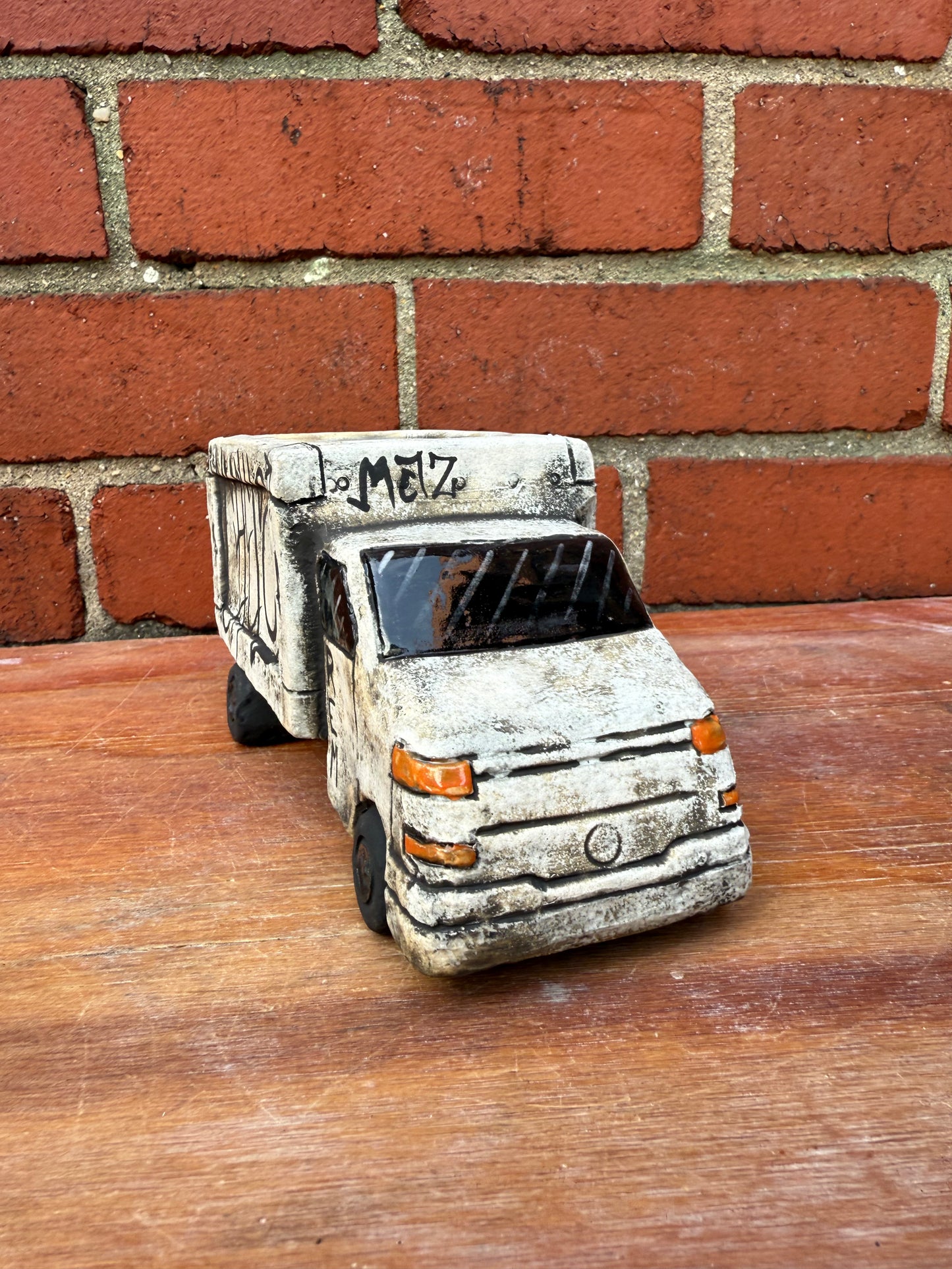 Mini hand painted ceramic truck