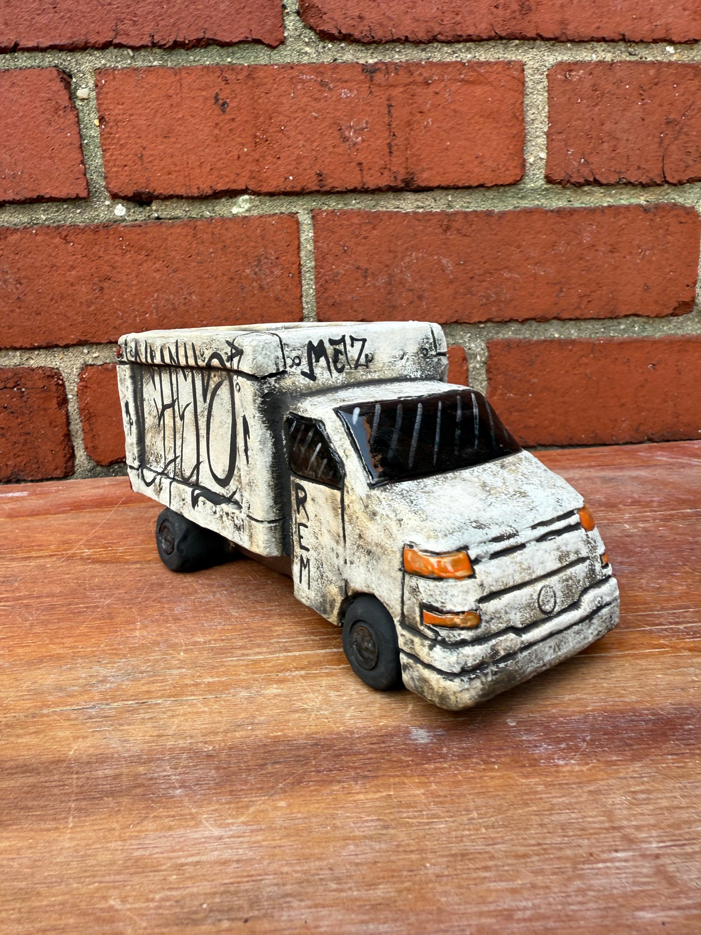 Mini hand painted ceramic truck