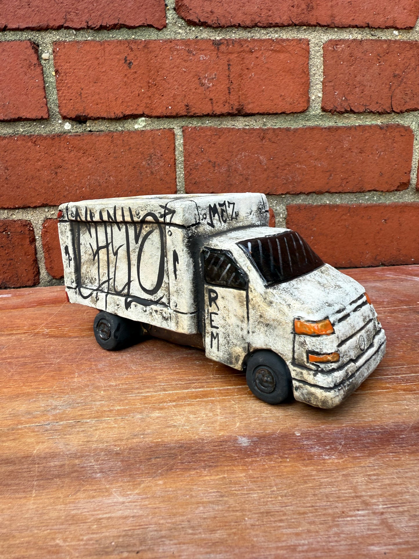 Mini hand painted ceramic truck