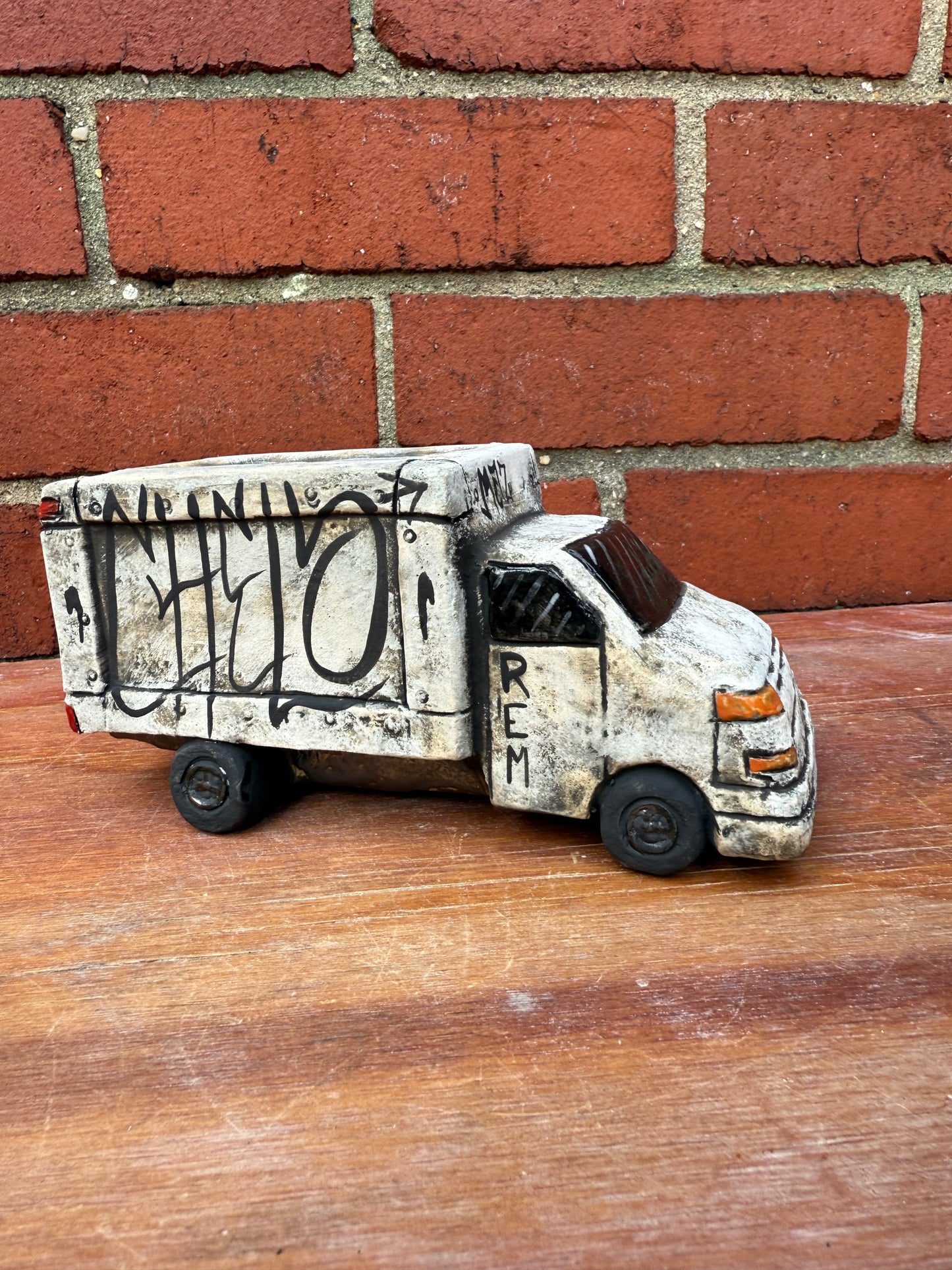 Mini hand painted ceramic truck