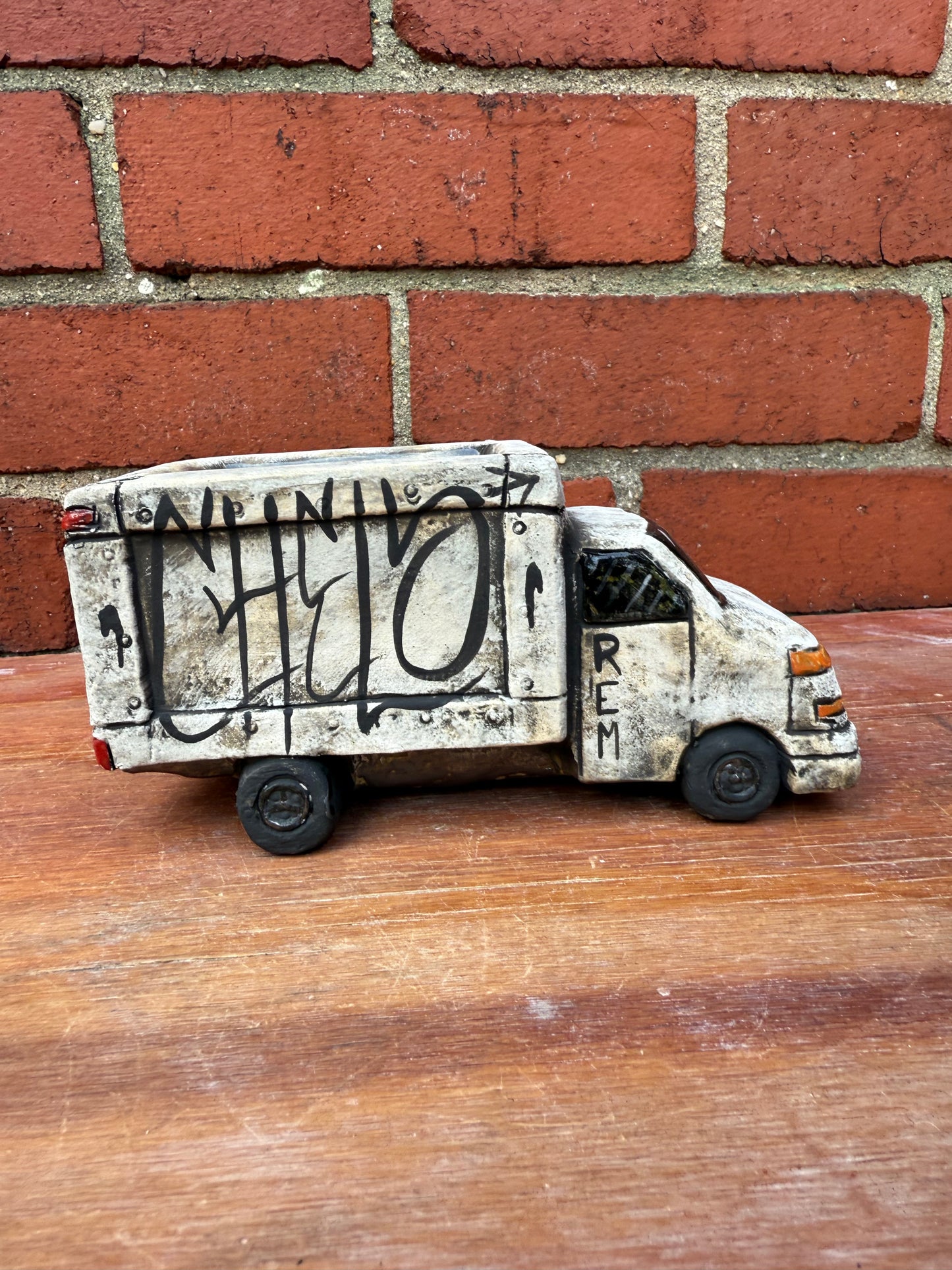Mini hand painted ceramic truck