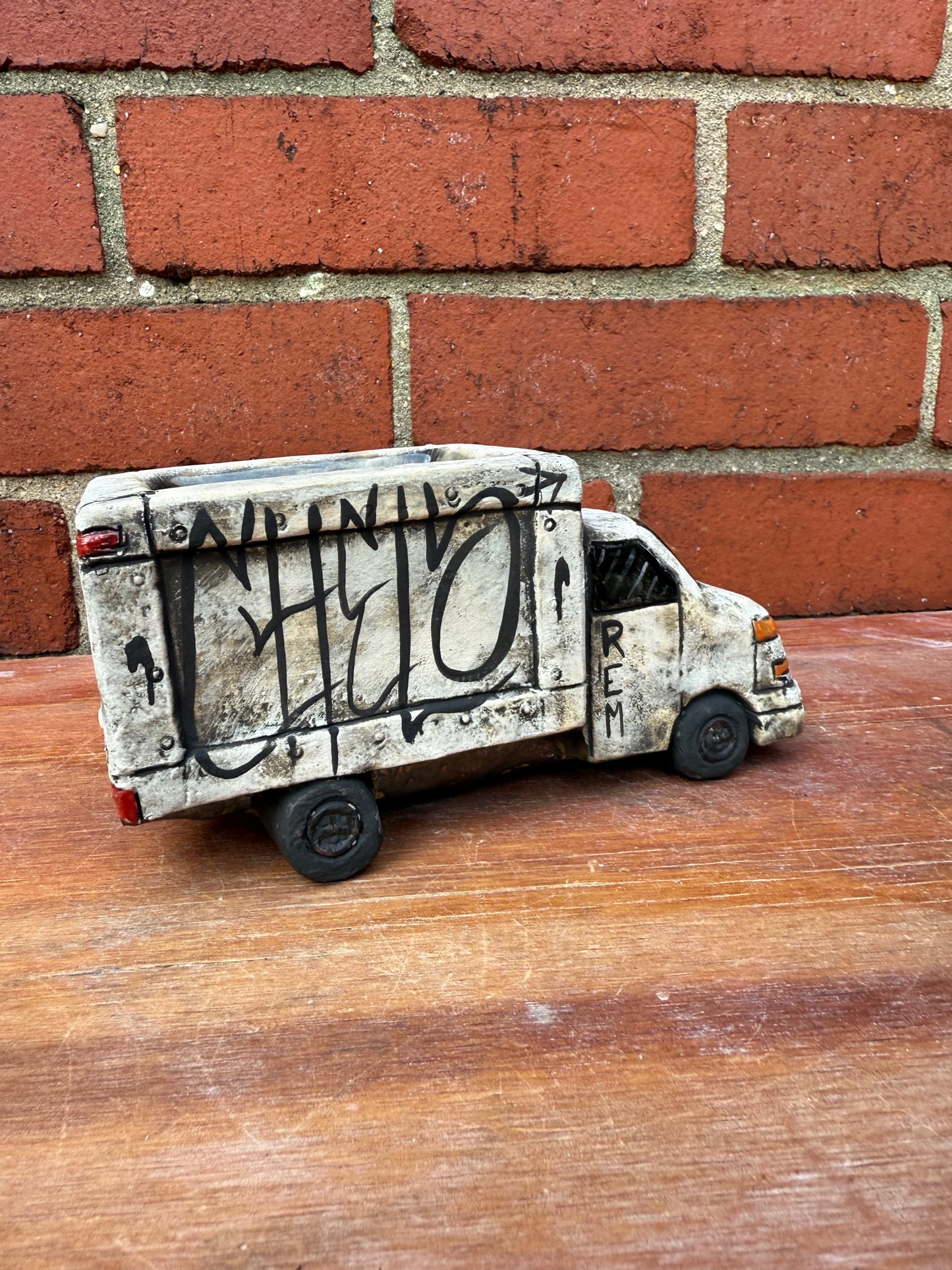 Mini hand painted ceramic truck