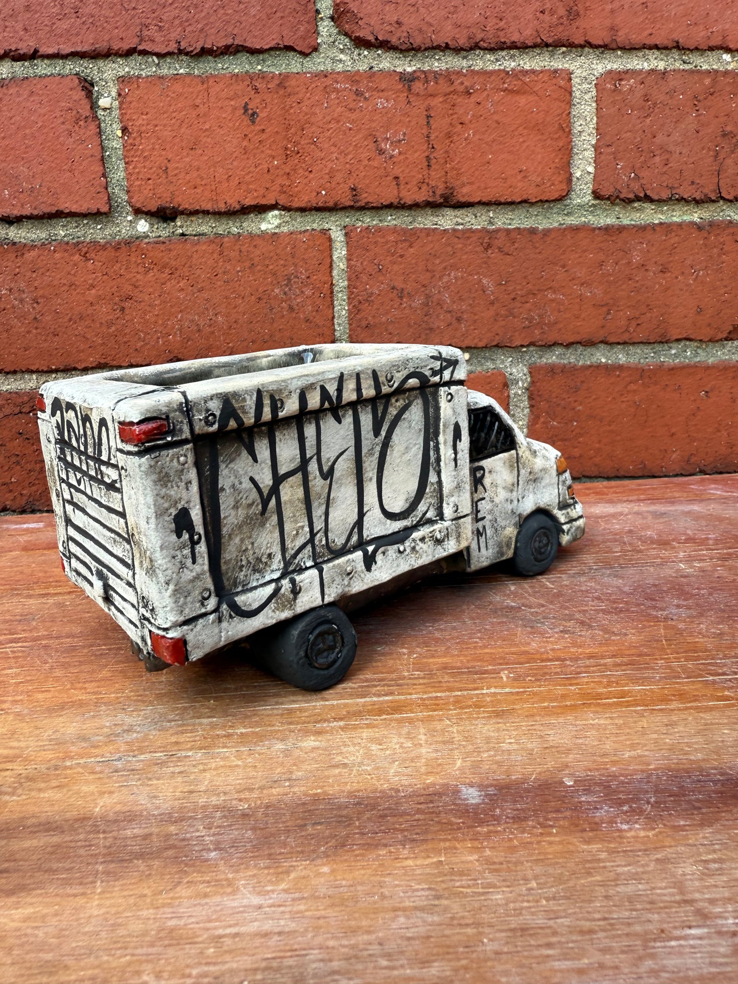 Mini hand painted ceramic truck