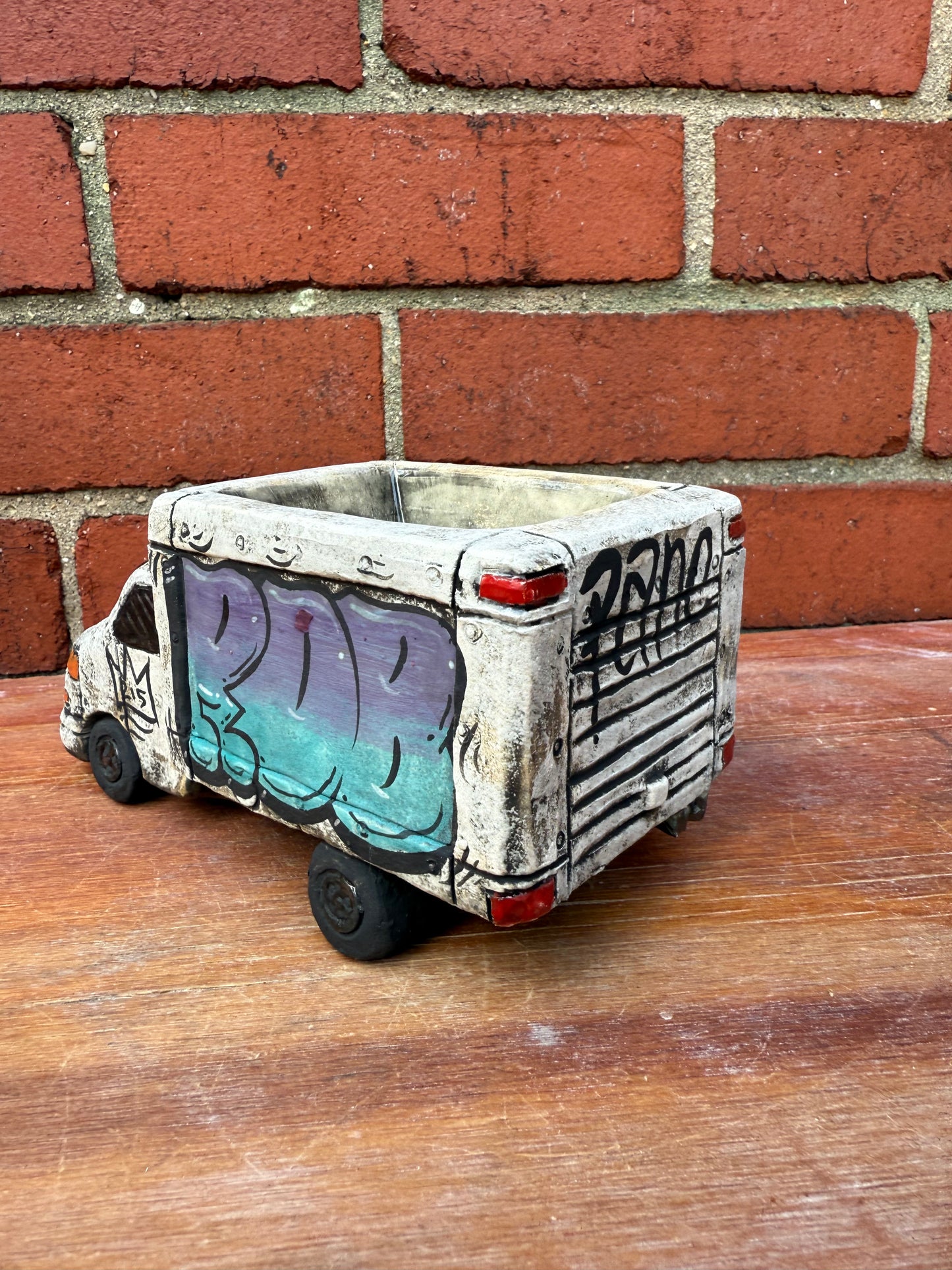 Mini hand painted ceramic truck