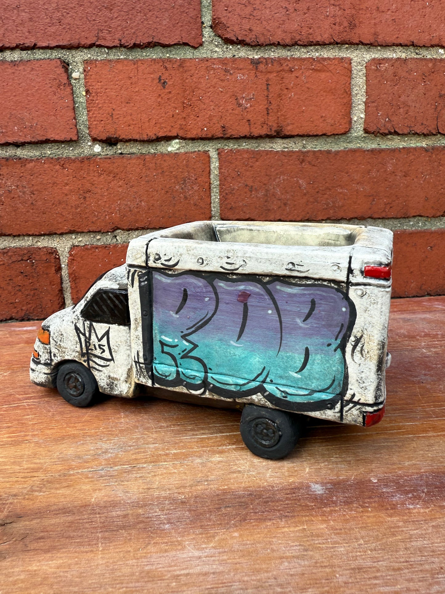 Mini hand painted ceramic truck