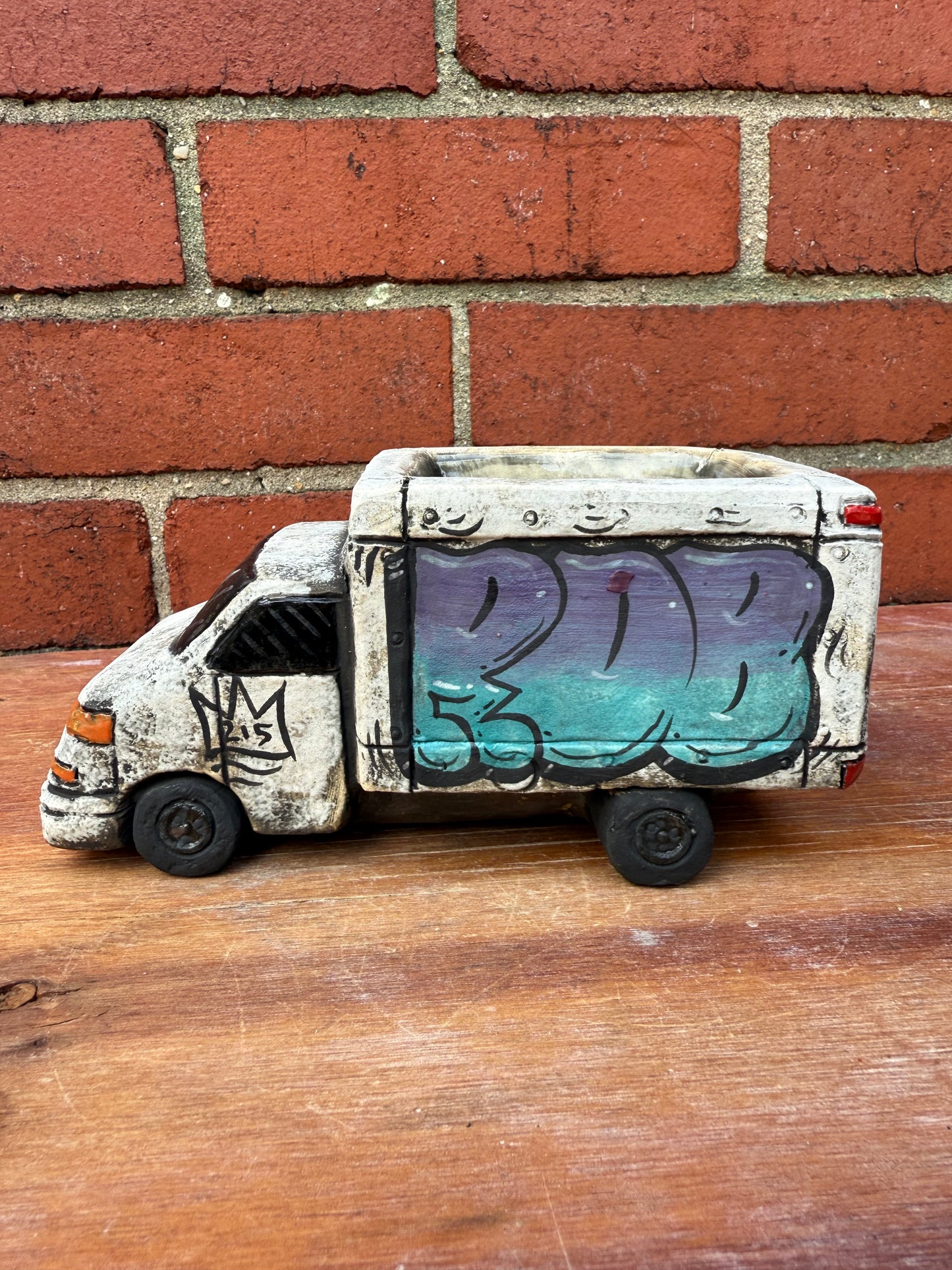 Mini hand painted ceramic truck