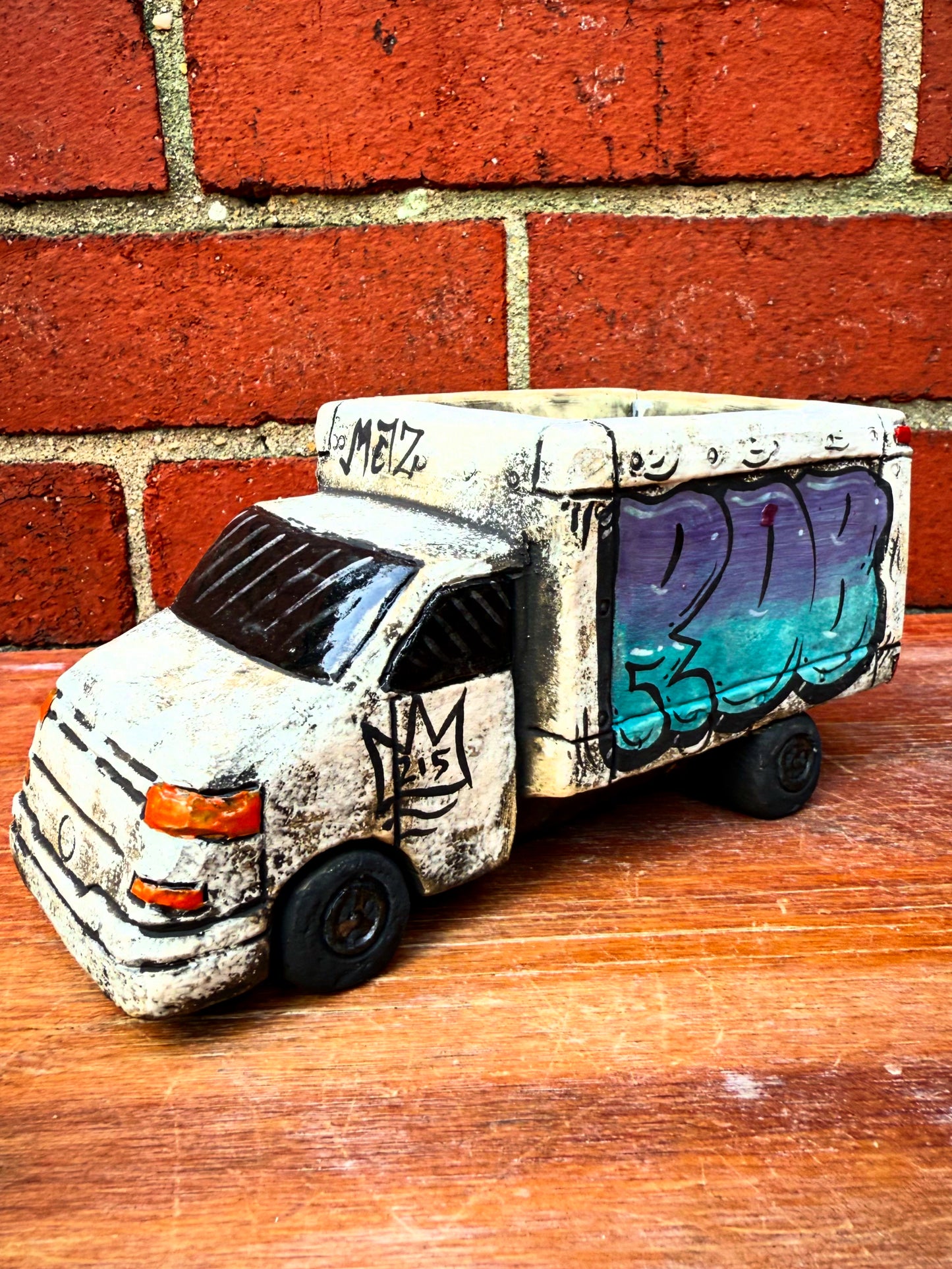 Mini hand painted ceramic truck